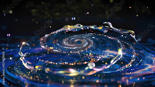 A stunning Water Galaxy Animation with mesmerizing sparkling effects that captivate viewers