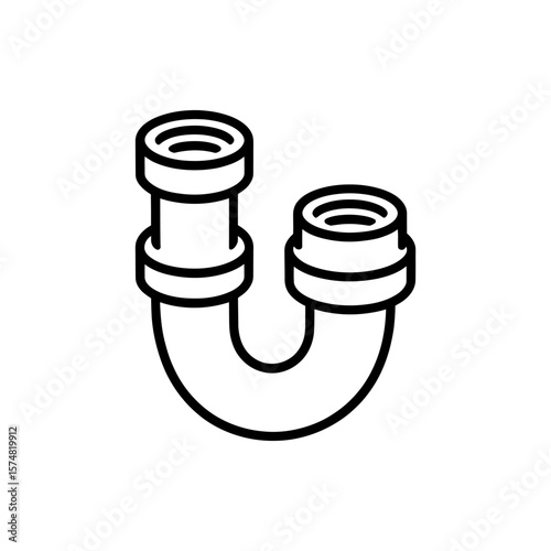 Elegant Black and White Plumbing Pipe Illustration Sanitary System Design and Construction Graphic