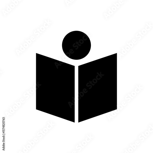 Simple Icon of Person Reading an Open Book Represents Knowledge Learning and Education for Growth