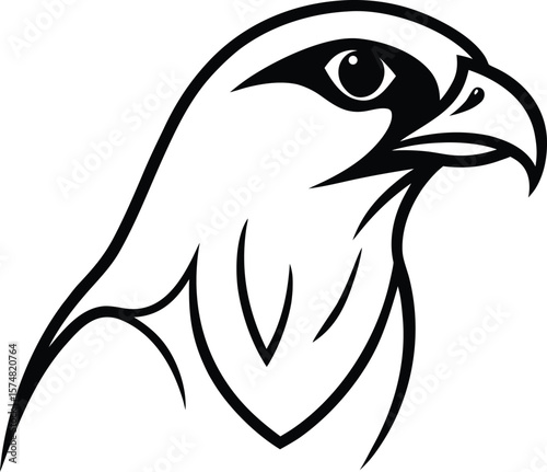 falcon head icon line art vector illustration on transparent background