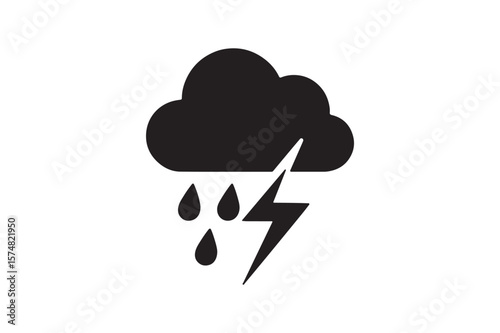 Thunderstorm icon silhouette vector with white background