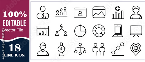 Business and medical icons with graphs and people vector