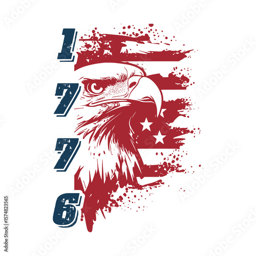 1776 USA – Vintage American Independence Typography Design, 1776 USA , trendy design usa