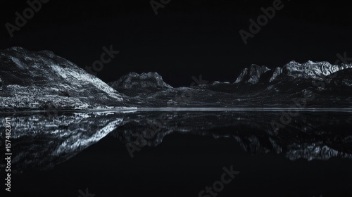 Mountain lake reflection, night, serene landscape, nature wallpaper