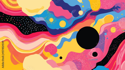 Vivid 1960s Psychedelic Abstract Poster Art Print for Modern Interior Design