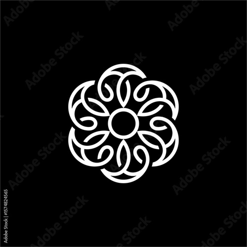 Flower Ornament logo concept with sleek, luxurious, modern and elegant style. Suitable for fashion, beauty, cosmetics, spa, resort, hotel, entertainment & art.