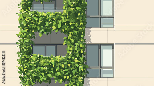 Vibrant Green Wall on Building Side - Urban Architecture Exterior Design