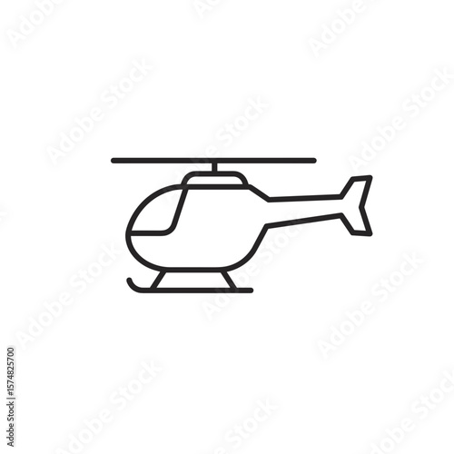 Helicopter icon in minimal style with black outline on white background  