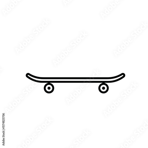 Skateboard icon in simple line art style on white background  