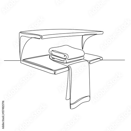 Locker shelf with gym towel in minimalist design and outline style  