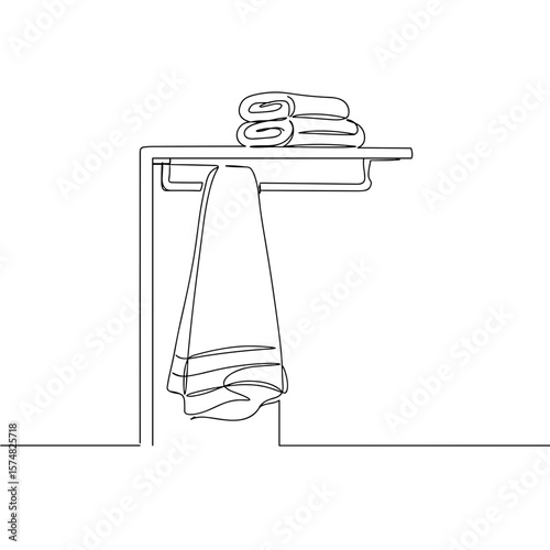 Locker shelf with gym towel and rolled towels in minimal style  