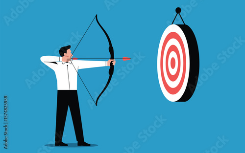 Archery target business goal achieve success strategy focus aiming achievement bullseye arrow aim  chars