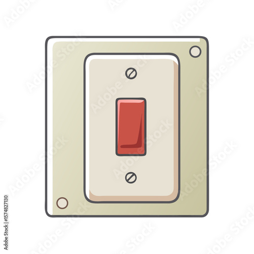 Simple illustration of a red light switch on a beige wall plate
