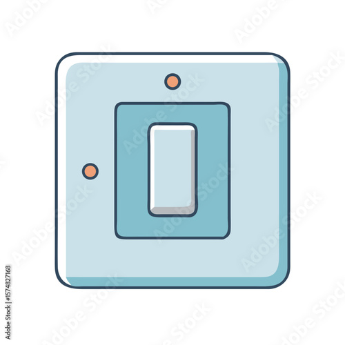 Simple cartoon illustration of a light switch in a light blue color scheme