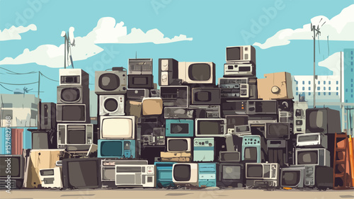 Rusty Scrapyard with Obsolete Stacks of Metal