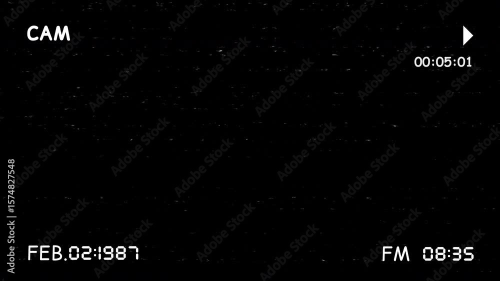 VHS Recording Overlay. Background Effect. Videocassette recorder (VCR) Play. Camera screen recording with VHS glitch effect displaying