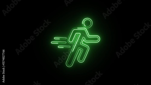 Glowing neon line sport icon with dynamic animation. Sport icon animation HD video isolated on black background.