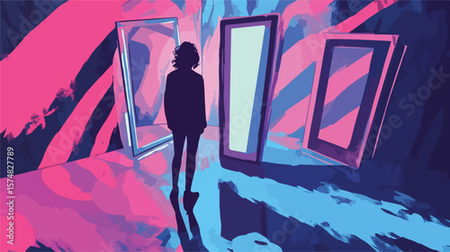 Professional Sketch of Person Standing in Front of Distant View