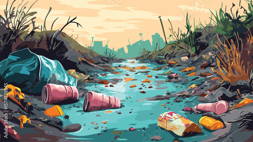 Putrid Blend of Decaying Waste and Toxic Chemicals - Industrial Pollution Concept
