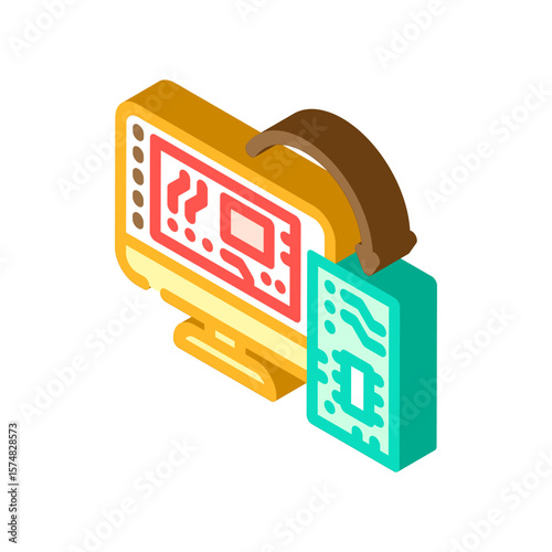 schematics physical board transition isometric icon vector illustration