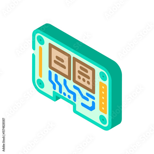 iot circuit board module isometric icon vector illustration