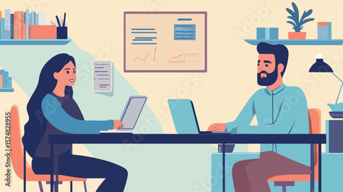 Young Professional Seeking Guidance from Mentor in Office Environment
