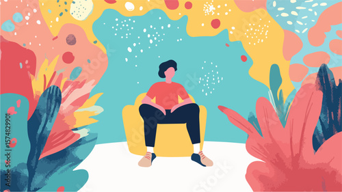 Individual Sitting in Sensory Room Surrounded by Calm Atmosphere