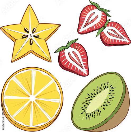 Seamless vector pattern of fresh, ripe citrus fruit slices including orange, lemon, lime, and grapefruit, perfect for a healthy food illustration