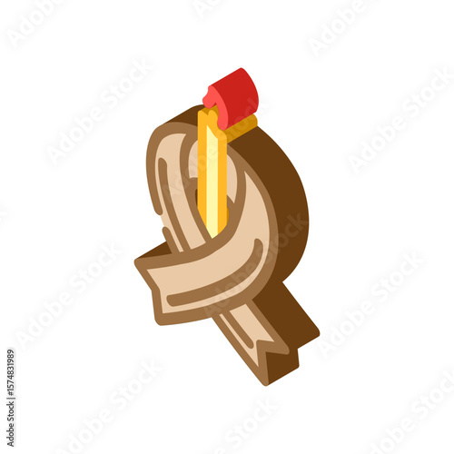 mourning ribbon mortality isometric icon vector illustration