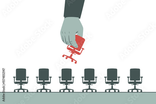 Job market competition concept illustration showing hiring process and employee selection for company 