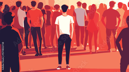 Alone in the Crowd: One Person Standing Feeling Invisible