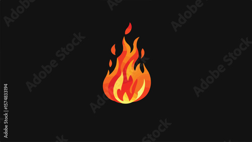 Dynamic Fire Black Silhouette Rendering with Red Flames | Adobe Stock Photo