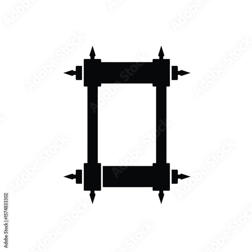 Black scroll frame with pointed finials border white