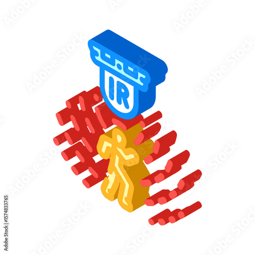 motion detection sensor module isometric icon vector illustration