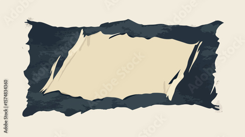 Modern Template Design with Torn Paper Horizontal Icon and Rough Edges