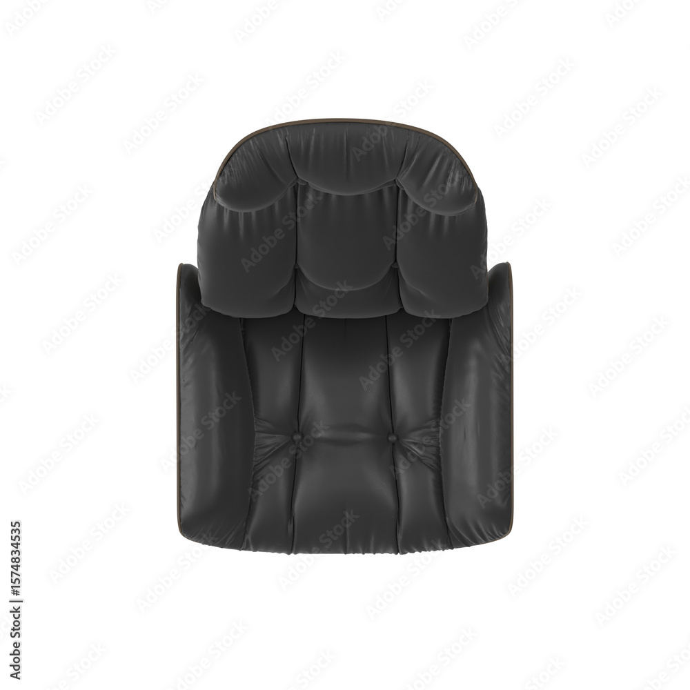 Naklejka premium Modern Black Leather and Taupe High-Back Swivel Lounge Chair, Top View