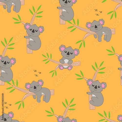Wallpaper Mural seamless pattern with funny koala animal Torontodigital.ca