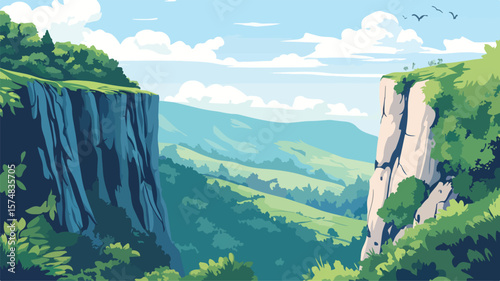 Verdant Foliage Adorning Towering Cliffs: Nature's Beauty Captured Perfectly
