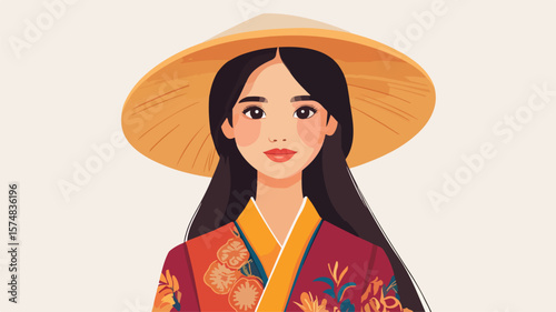 Vietnamese Woman in Traditional Dress Posing Gracefully, Capturing Asian Cultural Beauty
