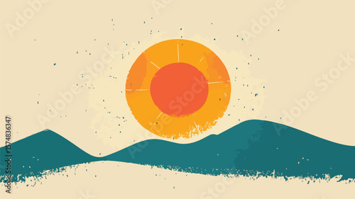 Vintage Minimalist Sun Abstract Background