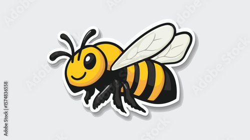 Bright Wasp and Bee Icon Sticker Featuring a Cheerful Bee for Visual Content