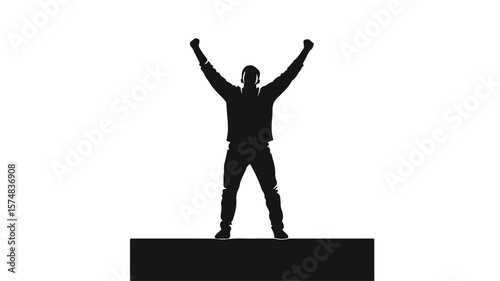 Winning Game Black Silhouette on White Background for Design Projects