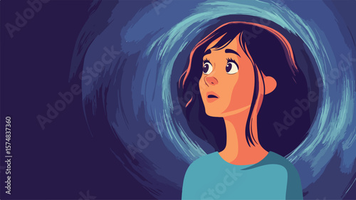 Fearful young girl experiencing claustrophobia in enclosed space