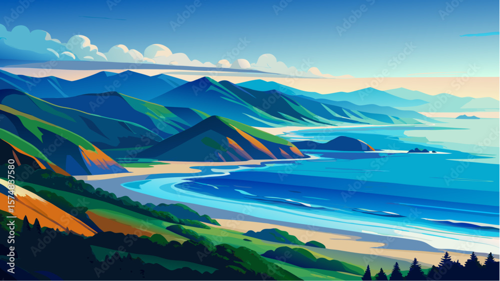 Fototapeta premium landscape with mountains and blue sky