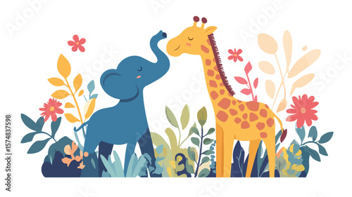 Celebrate World Wildlife Conservation Day with Majestic Elephant and Giraffe in Natural Habitat