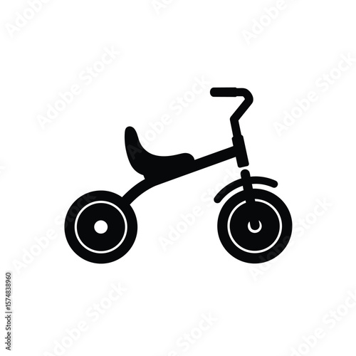 Black silhouette of a childs tricycle bike transport