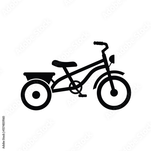 Black silhouette of a tricycle on a white background