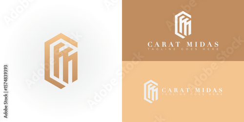 Elegant CM initial logo within a golden hexagon, ideal for a luxury boutique jewelry store. It symbolizes craftsmanship and timeless beauty, providing an exclusive and sophisticated brand identity.