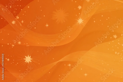 Abstract orange background with flowing waves, sparkling stars, and soft textures, creating a vibrant and dynamic visual atmosphere for design projects and creative applications