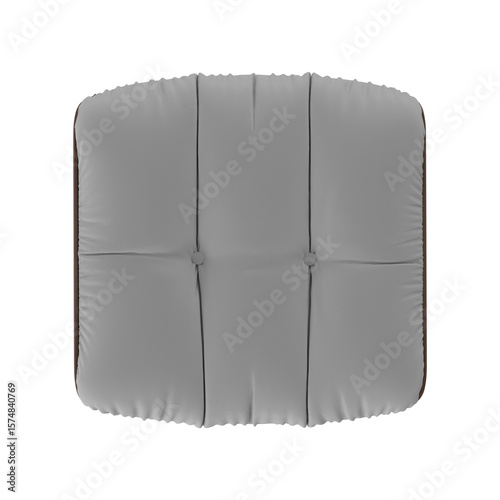 Tableau sur toile Modern Gray Fabric and Brown Ottoman with Swivel Base, Top View
